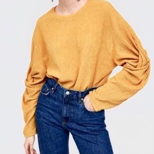 Zara Gold/Mustard Long Sleeve Elbow Twist Top